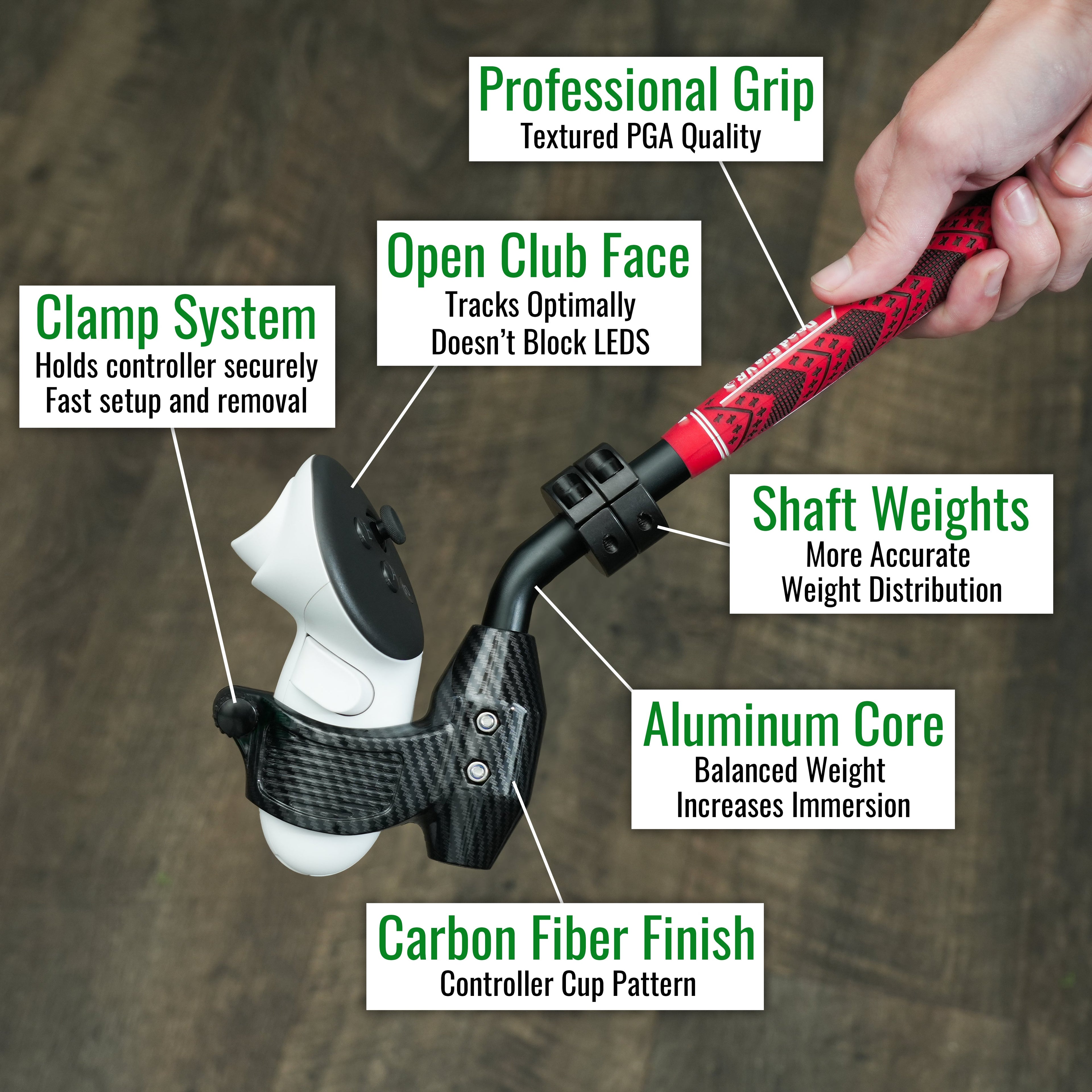 DriVR Ace - VR Golf Club Handle Accessory - Compatible with Quest 3/3s and Pro