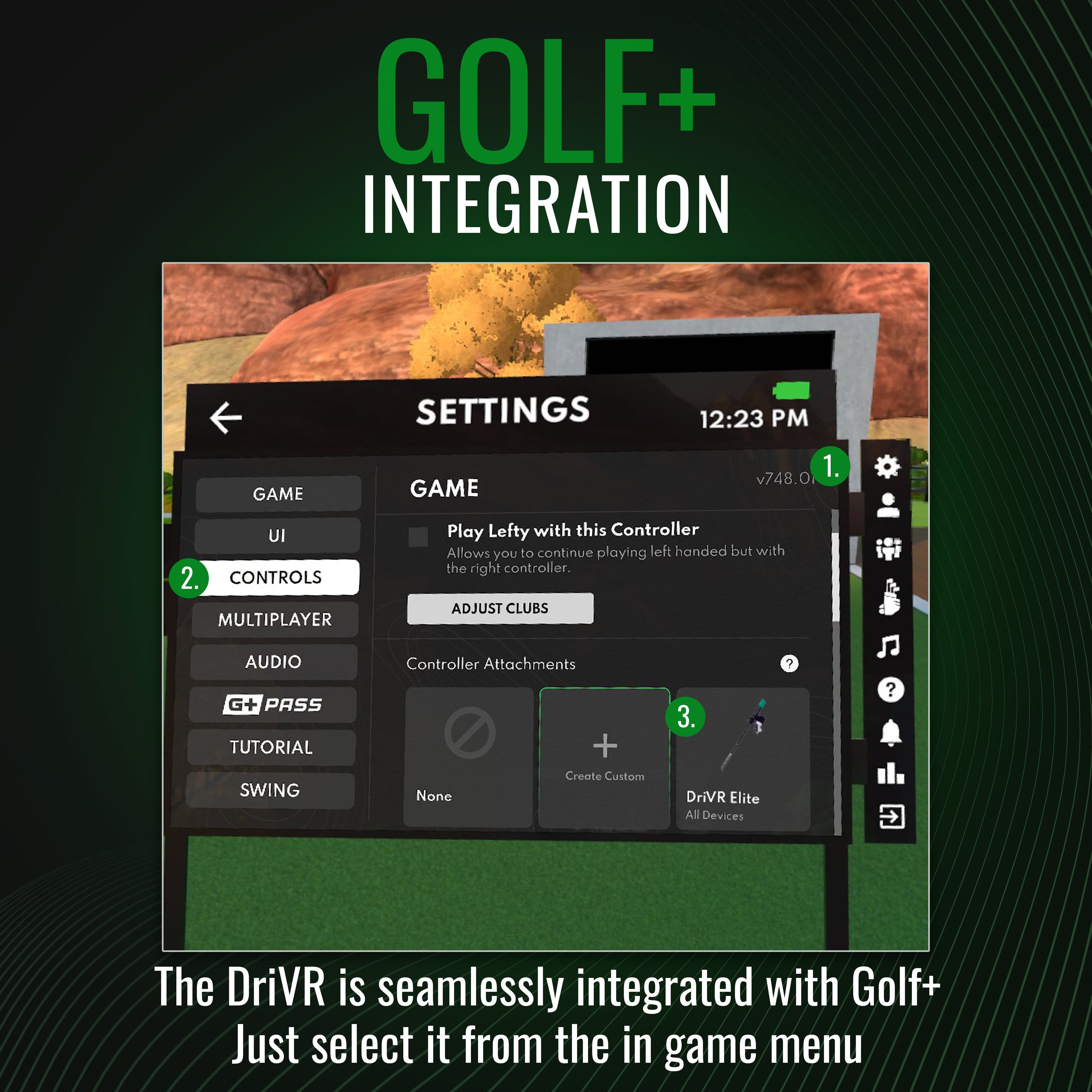 DriVR Elite - Adjustable VR Weighted Golf Club Handle Accessory - Compatible with Quest 2, 3/3s, and Pro